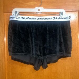 Juicy Couture Black Velour Vintage Y2K Sleepwear Shorts Bling Rhinestone Logo XL